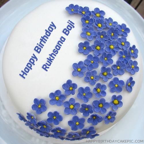write name on Violet Flowers Birthday Cake
